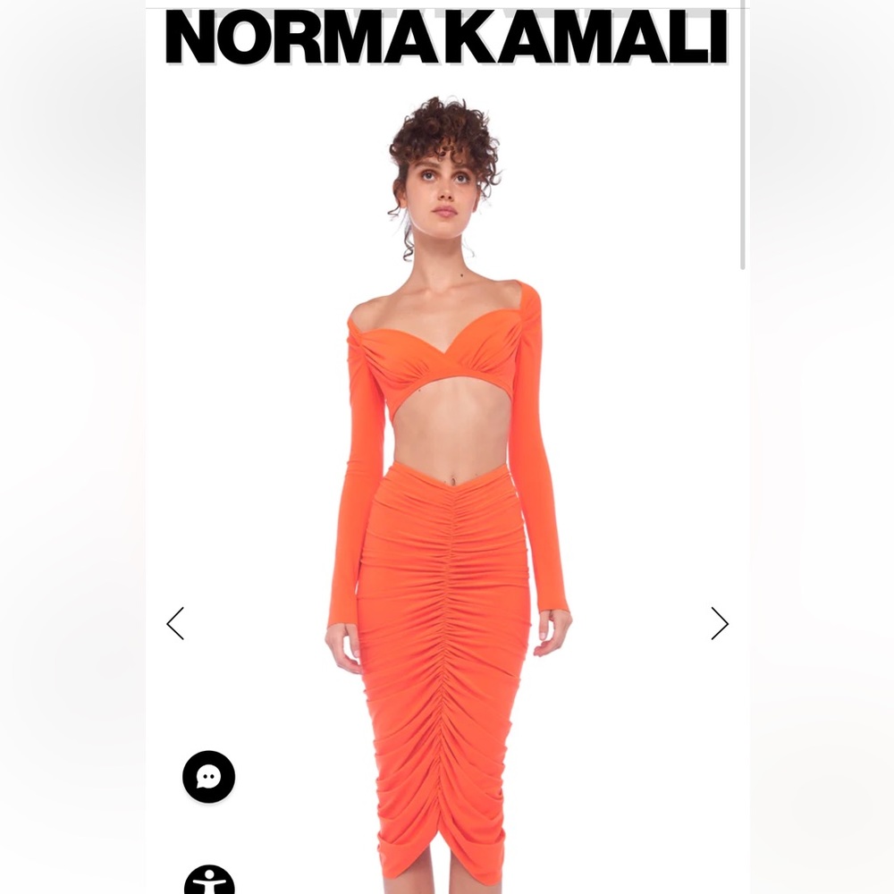 Norma Kamali Shirred Skirt and Cropped Sweetheart top